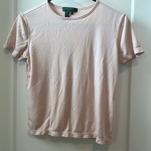 Vintage Ralph Lauren Women’s t-shirt - light pink/peach color - Size P/S
